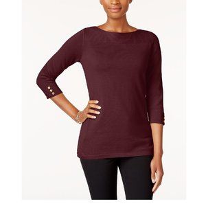 Karen Scott Women's Cotton Boat-Neck Top